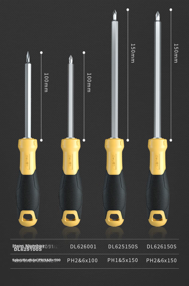 Deli Rubber Handle Dual-Purpose Screwdriver, Phillips And Flathead Double-Ended Screwdriver, 6*100mm, DL626001 11
