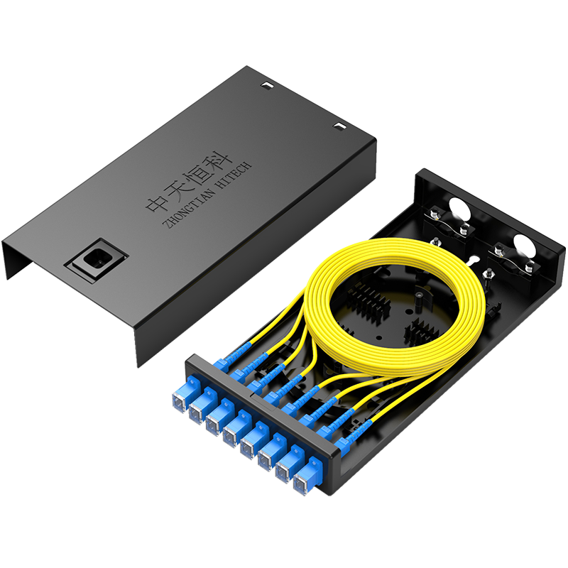 ZHONG TIAN HITECH Fiber Optic Terminal Box 8 Ports 8 Cores Single-mode Fully Equipped SC Interface Pigtail Cable Splice Box Universal Fiber Optic Splice Tray Distribution Frame ZT-ZDH-810S