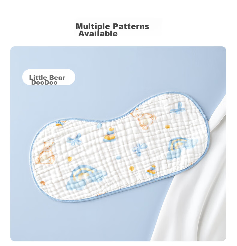 Shiyuejiejing Baby Burp Cloth, Gauze Towel, Drool Bib, Nursing Cloth, Baby Flat Pillow Burp Pad, Back Towel, 2 Pieces, Bear Patter 15