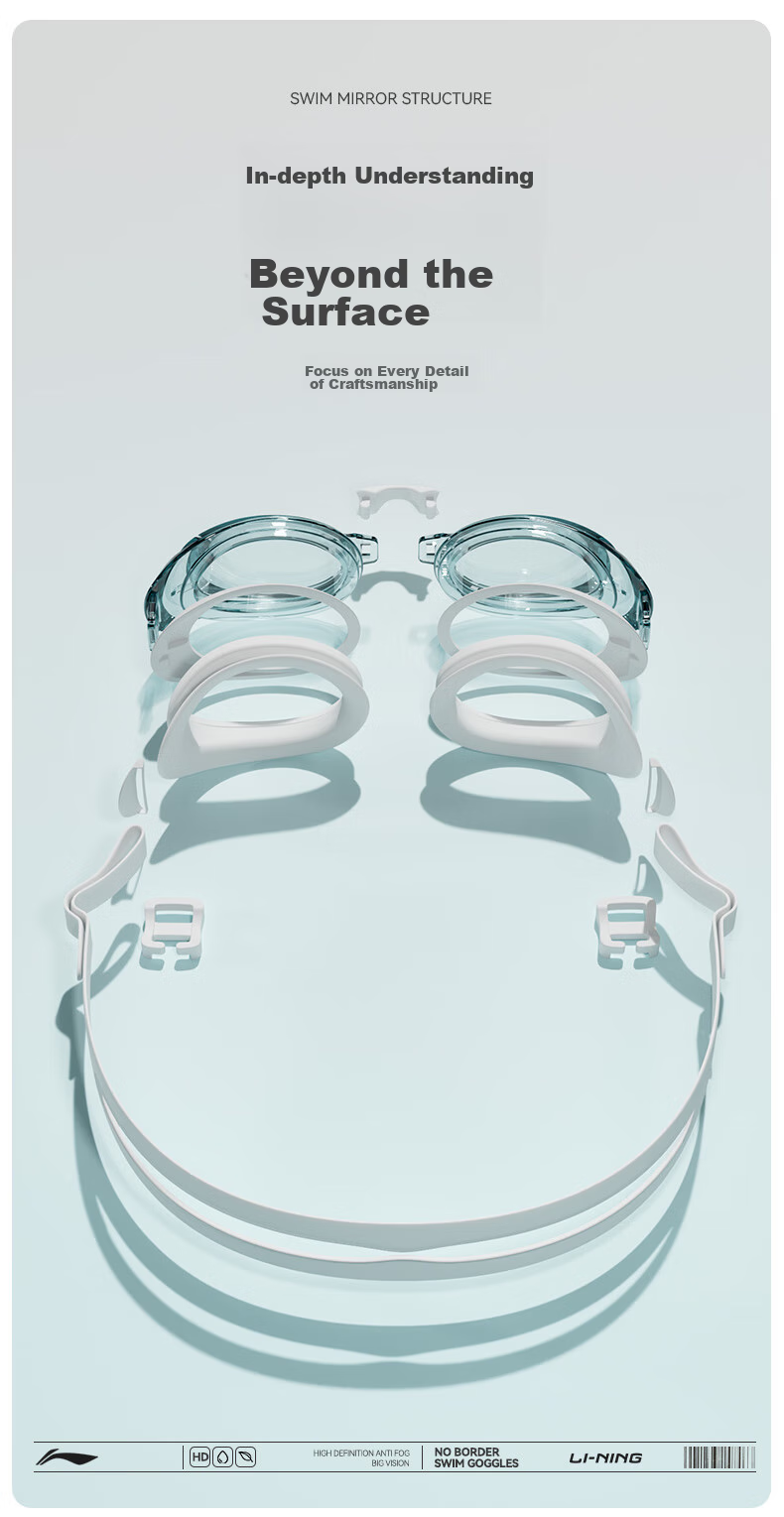 Li-Ning Swimming Goggles for Women, High Definition Anti-Fog Swim Glasses for Men, Adult Myopia Swimming Goggles And Swim Cap Set, 55-808 White, -4.00 Diopters 8
