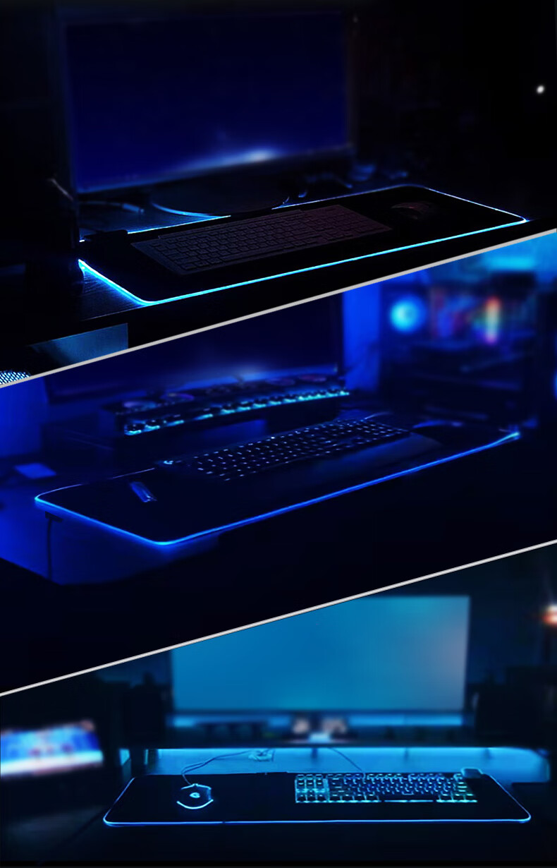 DAREU PE-T83 Professional Gaming Cool RGB Light-Up Mouse Pad Large Size 800*300*3mm USB Interface Thickened Edge-Locked Smooth Computer Desk Pad 8