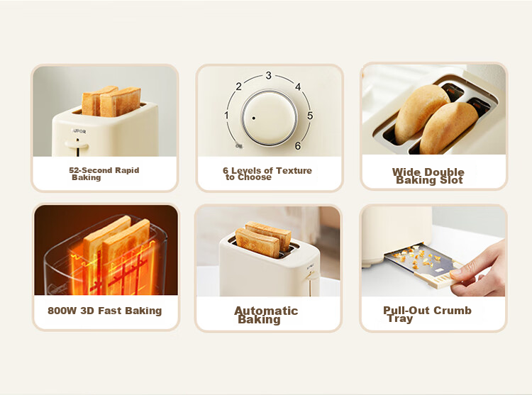 SUPOR Bread Maker, Toaster, Breakfast Machine, Toast, Sandwich Maker, Bagel Toaster, Double-Sided Home Multi-Function Light Meal Machine, 800W Three-Dimensional Fast Heating DJ805 2