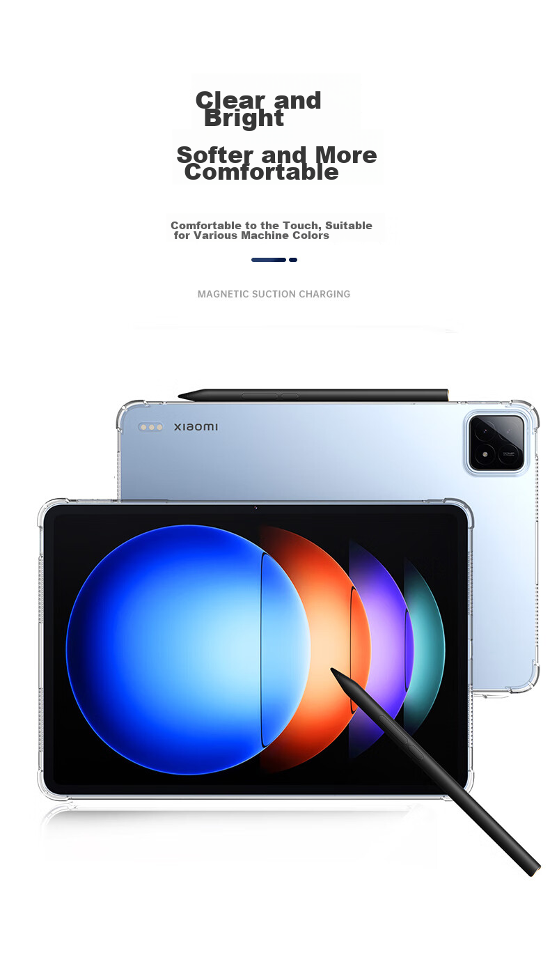 BIAZE Compatible with 2024 Xiaomi Pad 6s Pro 12.4-Inch Protective Case, Xiaomi Tablet Protective Cover, TPU Transparent Shockproof Outer Back Shell for Xiaomi Device PB501 7