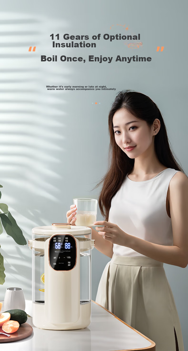 CHIGO Electric Thermos Water Boiler Multi-Temperature Household Desktop Small Drinking Water Heater 3L Large Capacity Glass Kettle RC-K30A 11