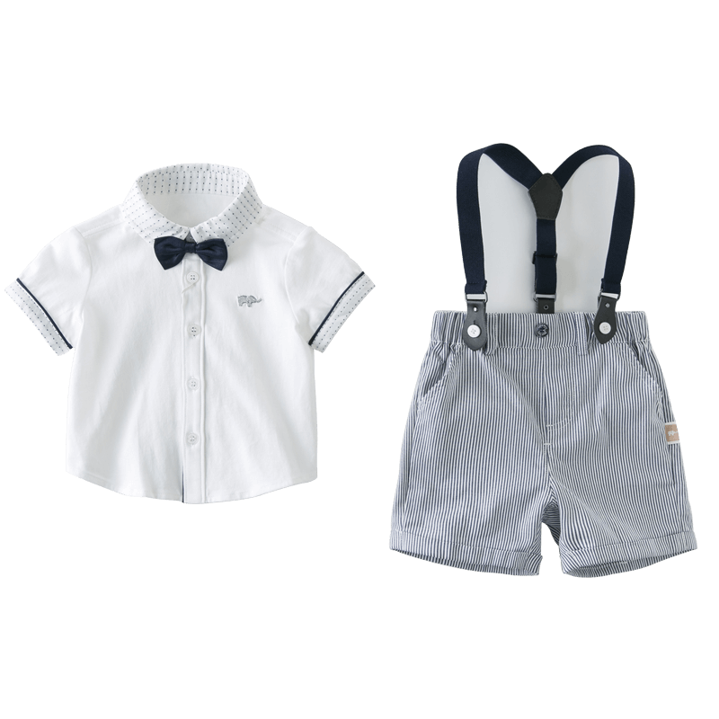 DAVE & BELLA Boys' Summer Outfit, Children's First Birthday Party Dress Set, Boy's Performance Clothes, Baby Overalls