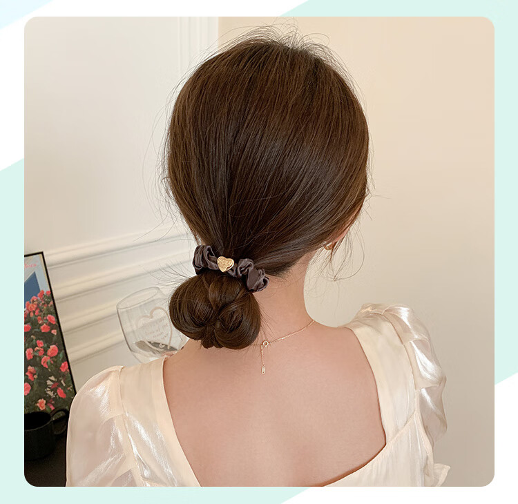 CHIMERA 2 Pieces Silk Hair Ties, Mulberry Silk Hair Bands, Hair Elastics, Hair Flowers, Hair Accessories for Women, Mid-Autumn Festival Gift 18