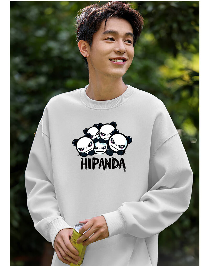 HIPANDA Hello Panda Sweatshirt for Men, Round Neck, Spring And Summer Trendy Brand Printed Pullover, Loose Casual Sports Top, White, XL 1