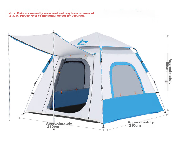 Langxingzhe Outdoor Tent, Picnic Park Leisure Sunshade, for 3-4 People, Large Space, Fully Automatic Quick-Open No Assembly Required, Blue 7
