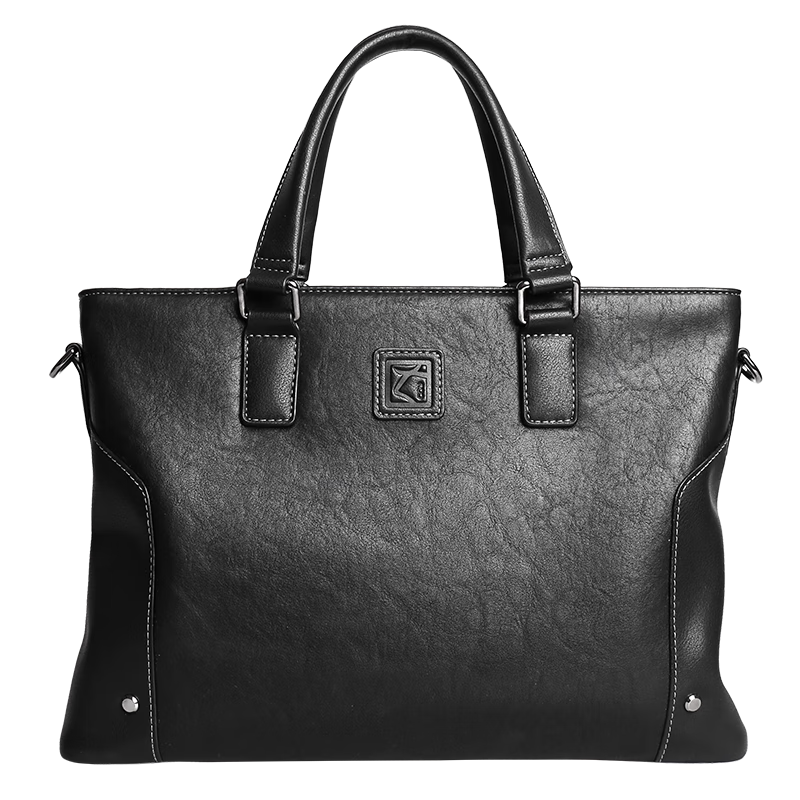 COW Men's Business Briefcase, Large Capacity Handbag, Fashionable Casual Document Bag, Tote Bag 8881, 14 Inches