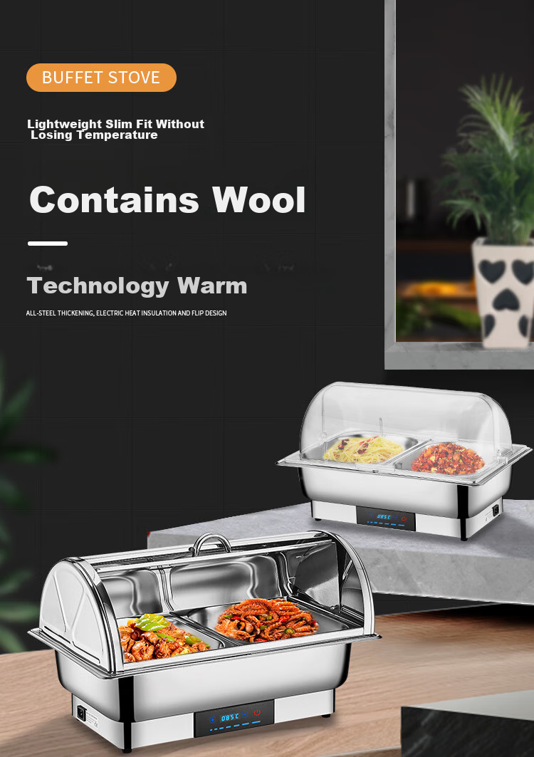 Vnash Buffet Warmer, Electric Heating, 13L Self-Service Food Warmer, Hotel And Office Smart Restaurant Breakfast Warming Station, Single Compartment 3