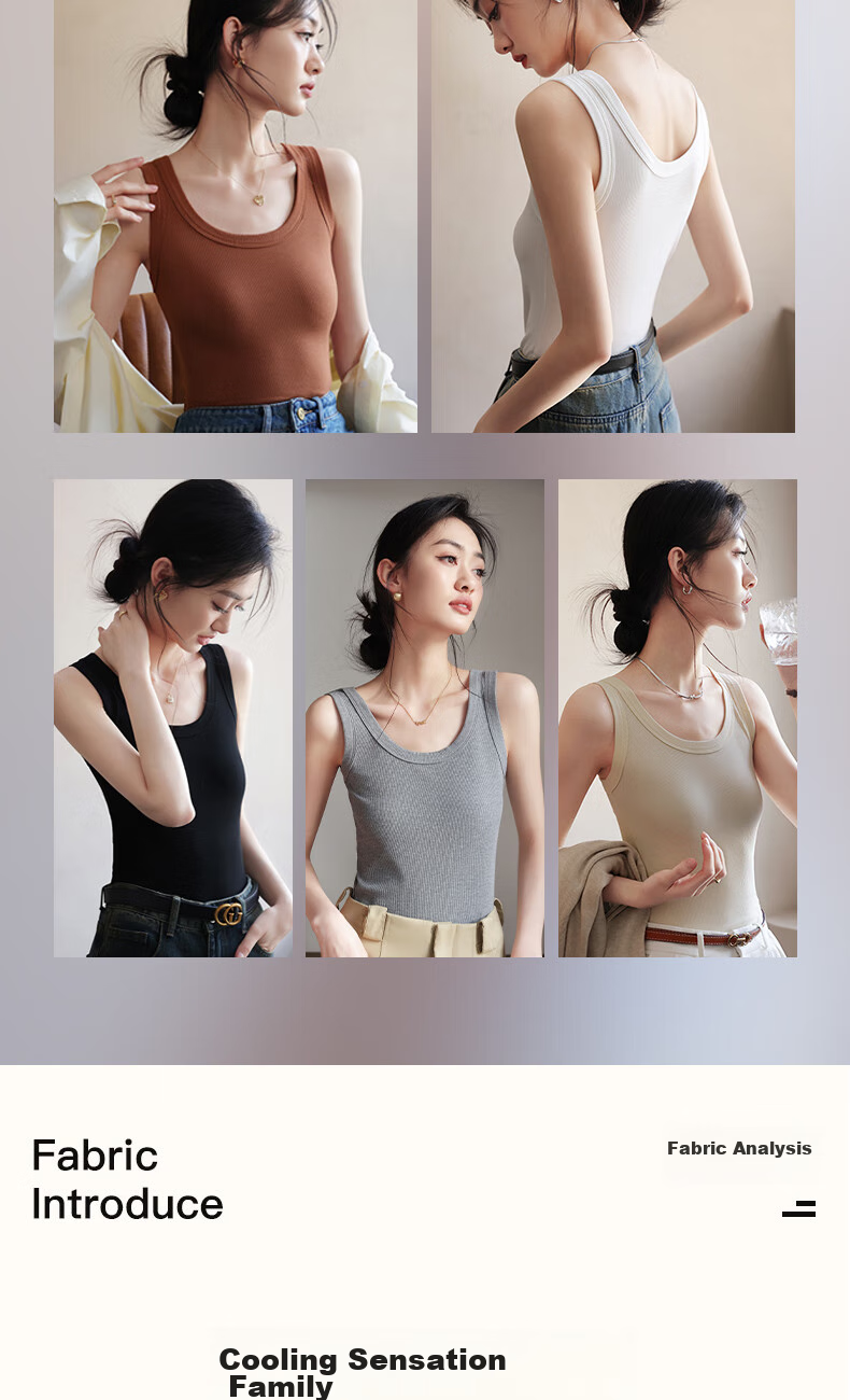 MiiOW Women's Camisole Tank Top, Cool Summer Modal Cotton, Conceals Side Boob, Inner Or Outer Wear, Round Neck Slim Fit T-Shirt Undershirt Top 3