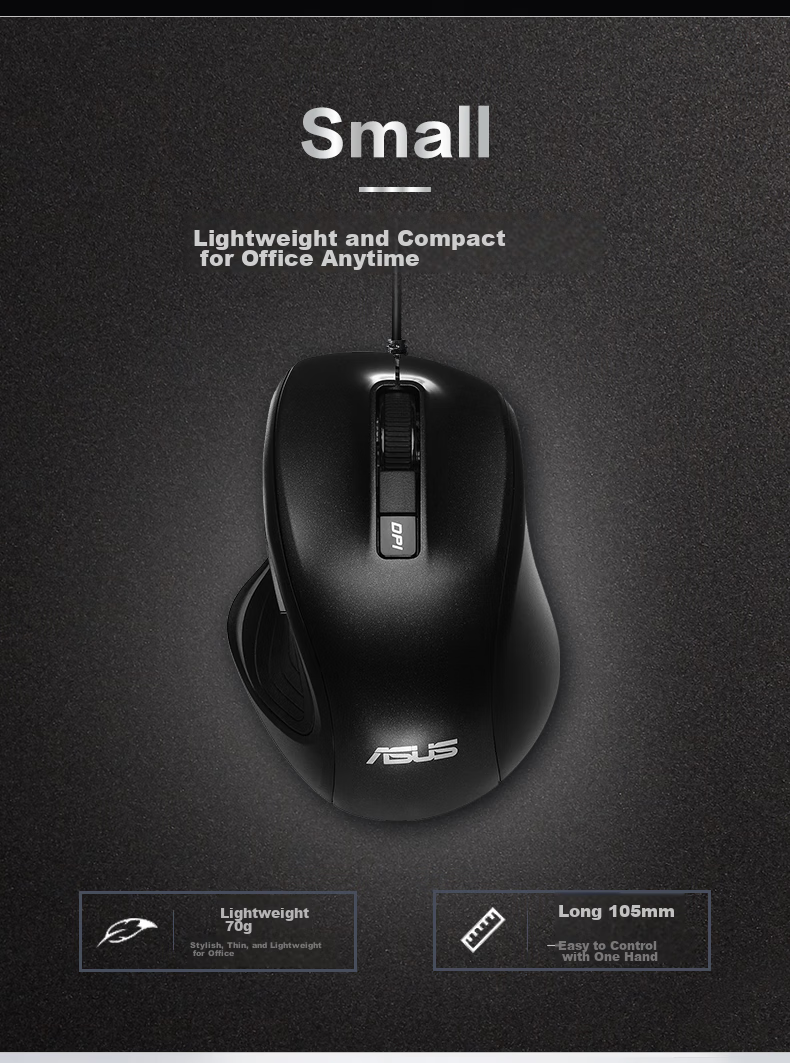 ASUS UX300PRO Wired Mouse, Office Mouse, Plug-And USB Mouse, DPI Four-Level Adjustable, Black 4
