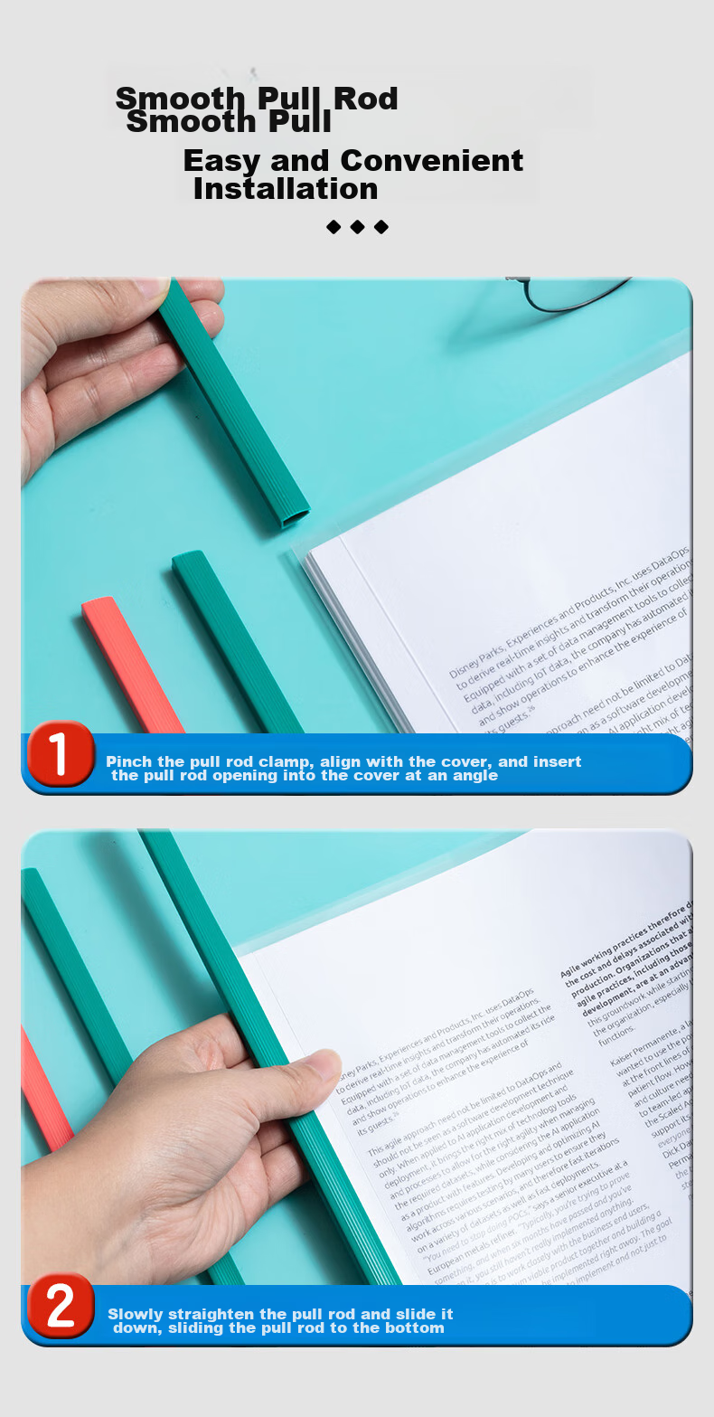 M&G A4/5mm Colored Triangular Pull Rod Binder Clip, Office Report Folder Pull Rod Clip Student Exam Organizer Document File Folder, Pack of 10 ADM94519 9