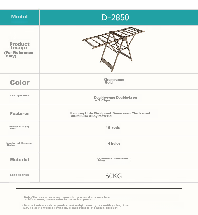 Hotata Floor-Standing Aluminum Alloy Clothes Drying Rack, Extendable Laundry Hanger for Balcony, Foldable Clothes Drying Stand D-2125 9