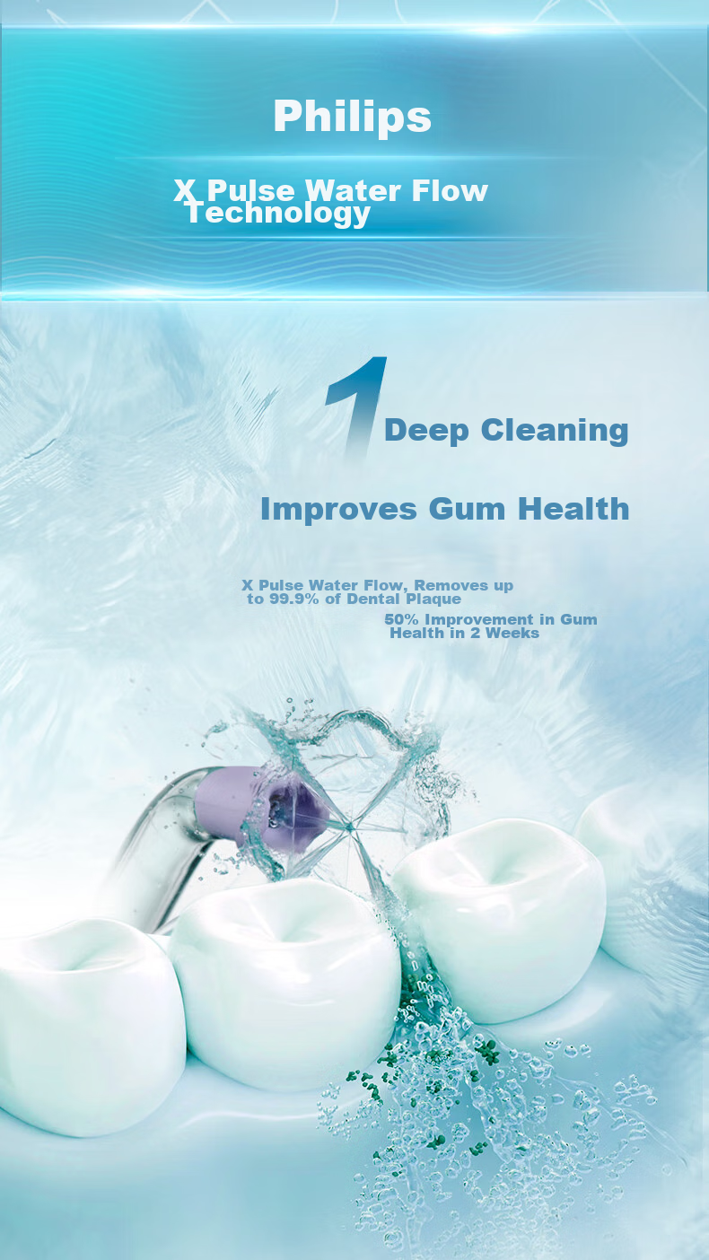 PHILIPS Home Desktop Water Flosser, Sonic Pulse Four-Directional Water Flow Technology, 4 Modes for Teenagers And Adults, Shuimofang White HX3911/4 4