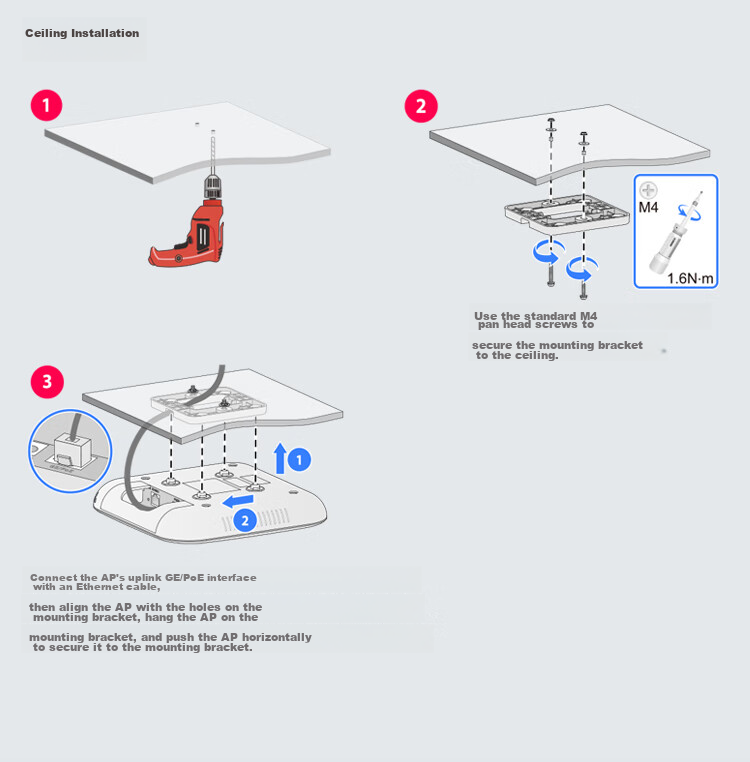 H3C WiFi6 Wireless AP 3000M Dual-Band Four-Stream Dual Gigabit Indoor Ceiling-Mount Enterprise-Level Whole-Home 5G High-Speed Wireless Access Point Supports 80 Devices WA6320-SI-H20 8