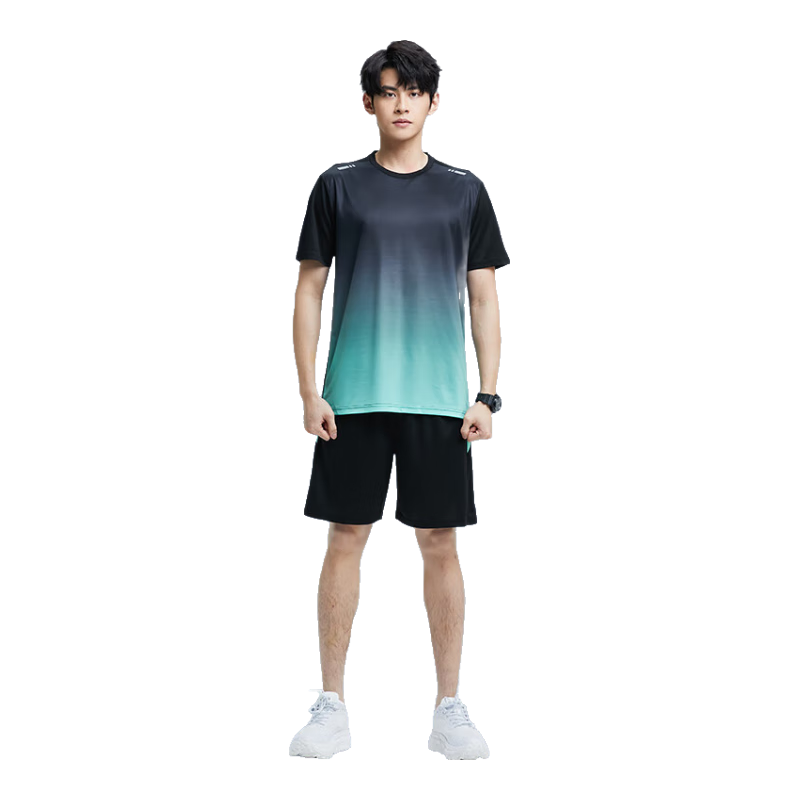 BURUITE Men's Sports Set Summer Fitness Clothing Quick-Dry Short-Sleeve T-Shirt Basketball Badminton Training Shorts Running Gear