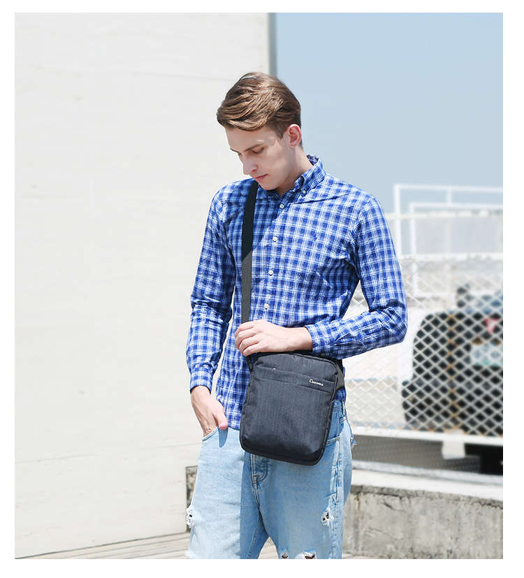 CROCODILE Men's Fabric Bag, Sports Casual Shoulder Bag, Simple Trendy Crossbody Vertical Style Bag, Gift B2002, Royal Blue 1