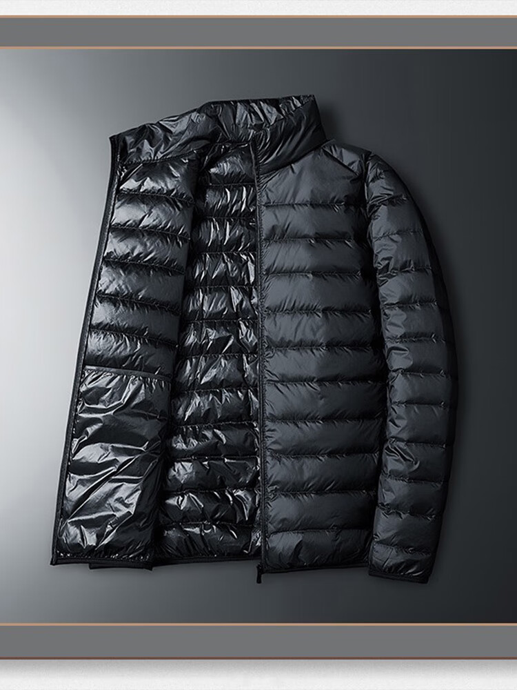 JEANSWEST OUTDOOR Men's down Jacket, Winter Stand-Collar Lightweight Warm Long-Sleeve Coat, Casual Outerwear, Black, XL 4
