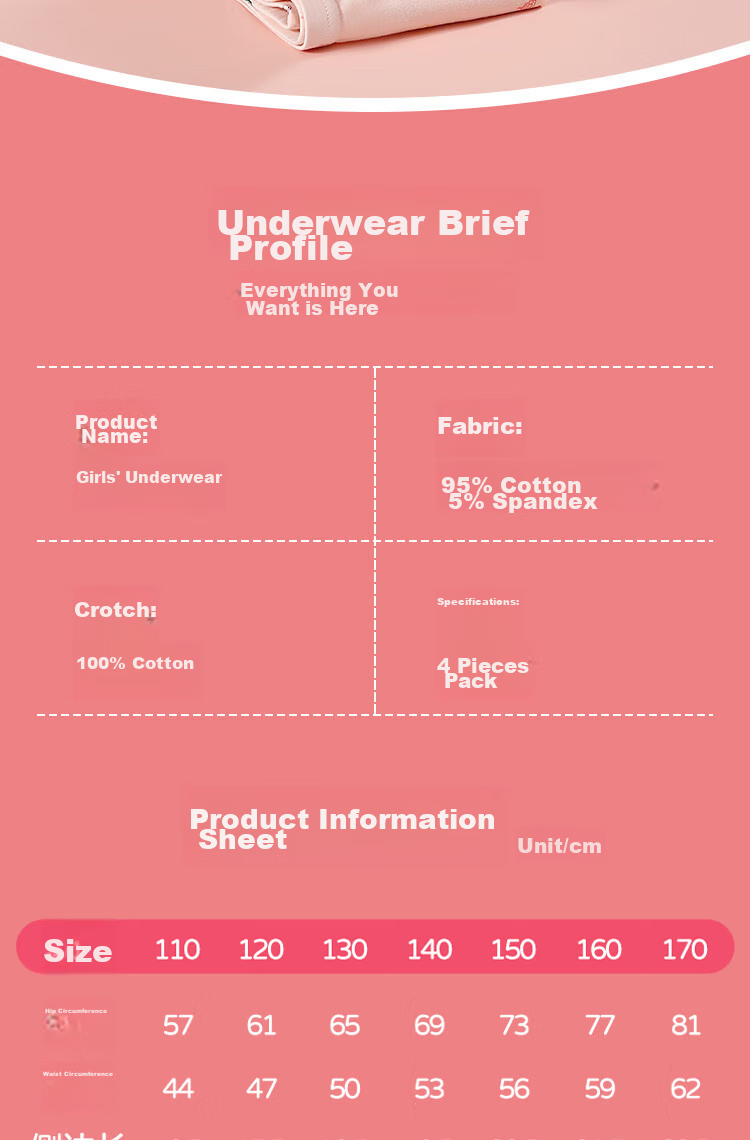 FENTENGCARE Children's Underwear for Girls, 100% Pure Cotton Crotch, Big Girls' Baby Teenage Boxer Briefs, Boyshorts, Ages 3-6 YR 7