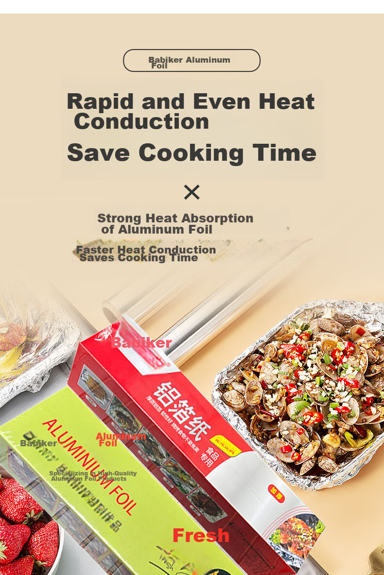 Babike Aluminum Foil, Large Roll Boxed, for Air Fryer, Oven, Baking, And Barbecue, 30 Meters * 45 Centimeters 4