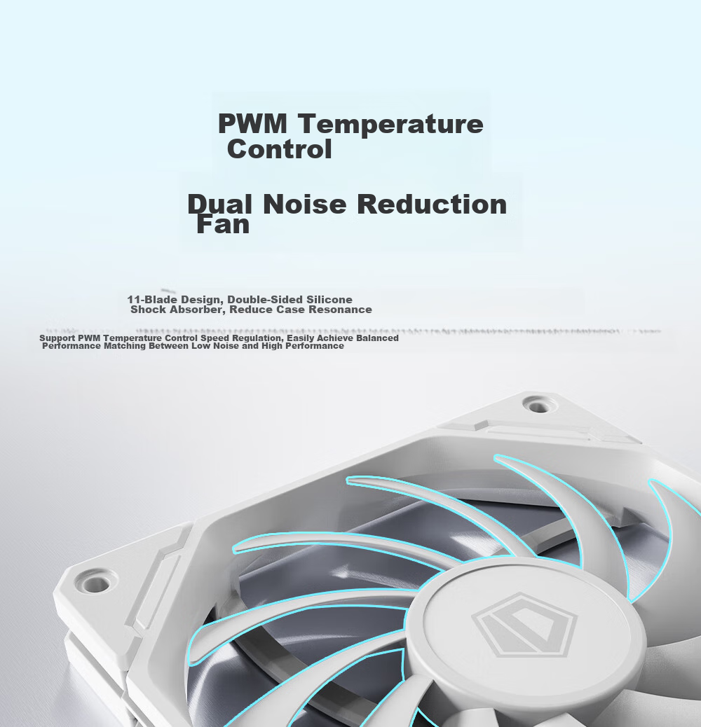 ID-COOLING 12CM Thin Fan, 12015 Non-Luminous Case Fan in White, Ultra-Thin 15mm Specification, Suitable for ITX Bottom-Mounted Computer Cooler Modification, TF-12015 4