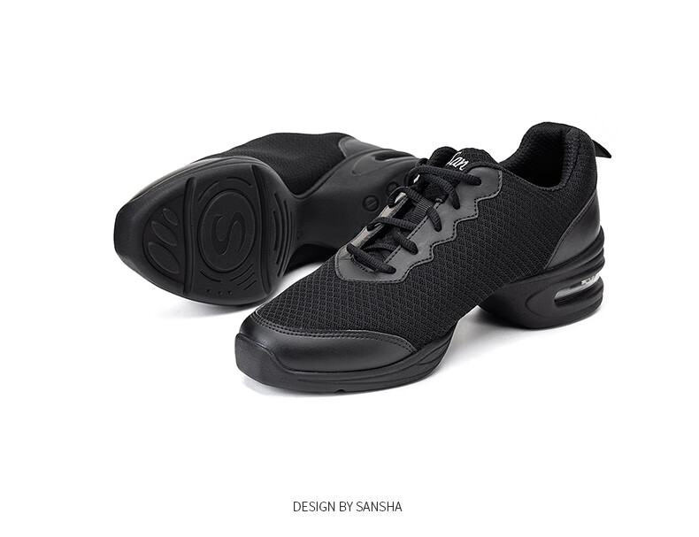Sansha Women's Soft-Soled Mesh Dance Shoes for Modern Dance, Square Dancing, And Jazz Dancing, Breathable H26M Black Size 36 10