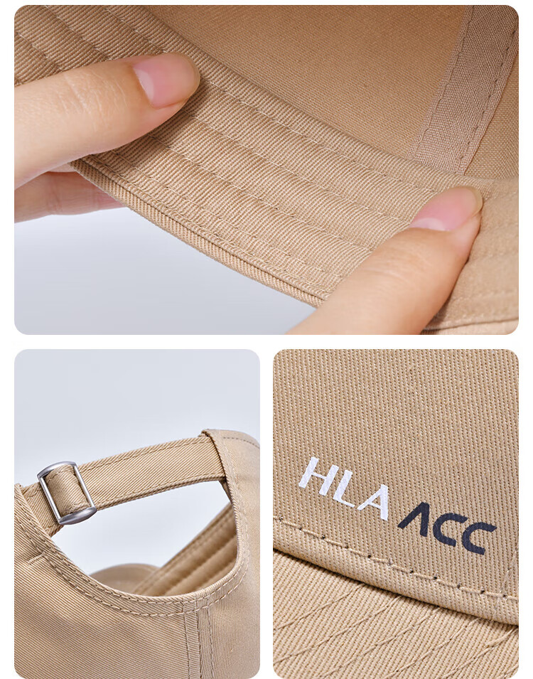 HLA Baseball Cap for Men And Women, Pure Cotton Visor Cap, Large Head Circumference, Fashionable Outdoor Sun Protection Hat, Xingdai Black 12