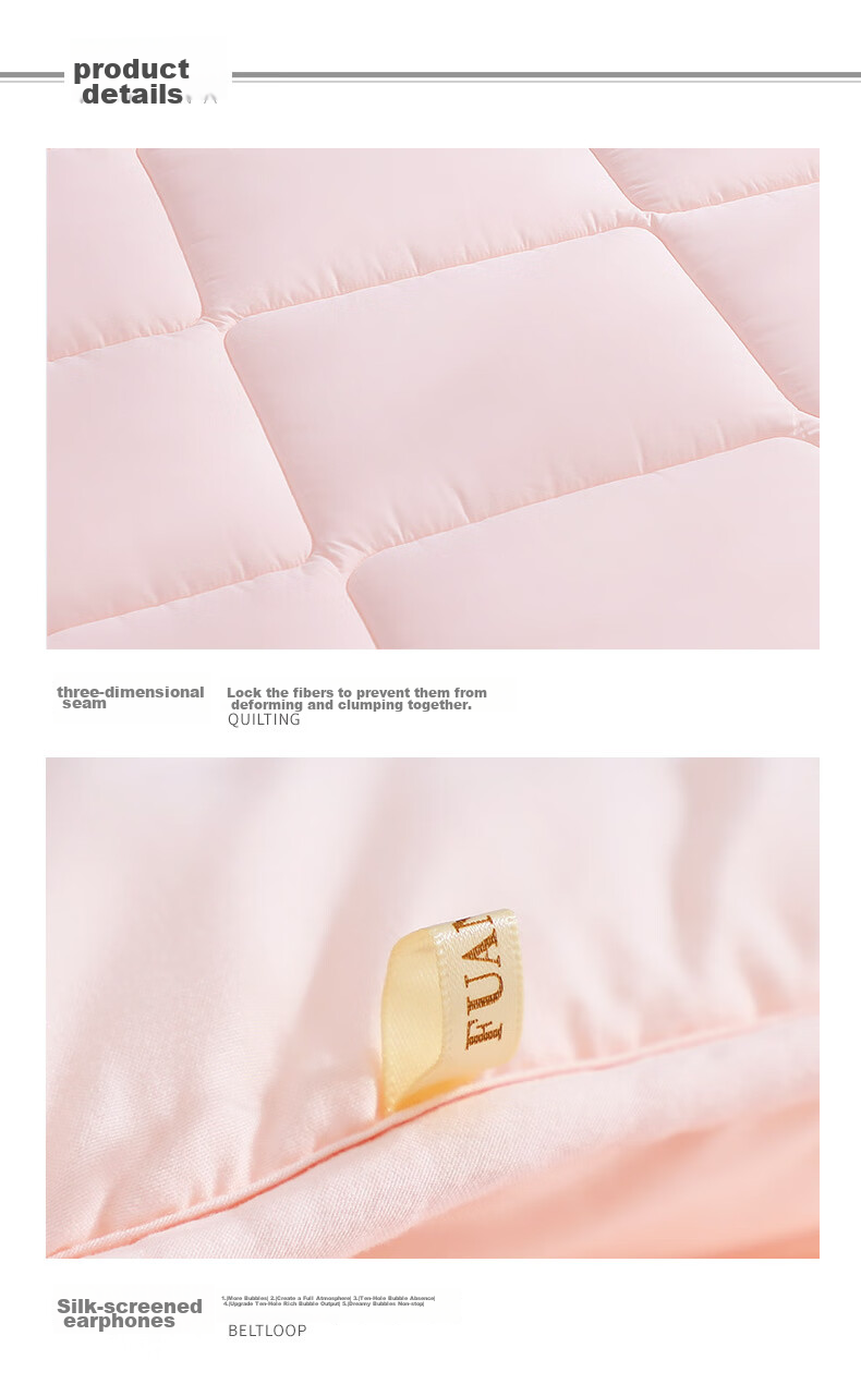FUANNA Winter Comforter, Fiber Quilt for Winter, Double-Size Seven-Hole Antibacterial Thick Winter Duvet Insert 6.7 Jin (3.35 Kg), 230*229cm, Pink 13