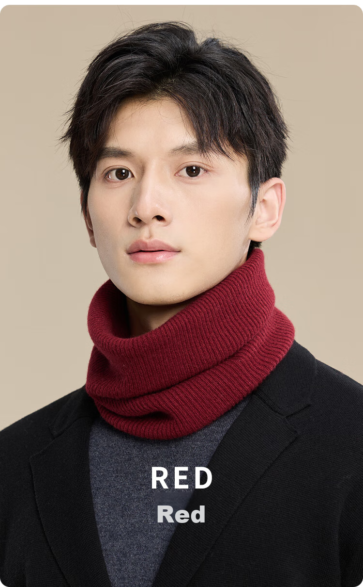 JIUMU 100% Cashmere Warm Neck Gaiter for Men, Autumn And Winter Cycling Hoodie Neck Warmer, Outdoor Neck Protection Scarf for Men in Winter 20