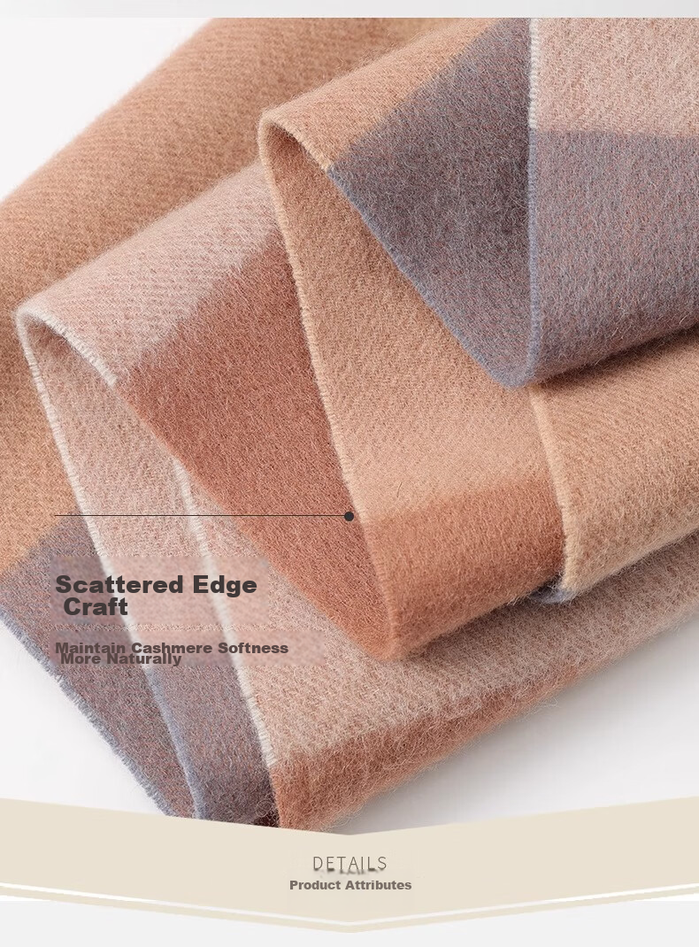 Hengyuanxiang 100% Wool Scarf for Women, Warm Autumn And Winter Neck Warmer, High-End Plaid Shawl, Birthday Gift for Girlfriend 9