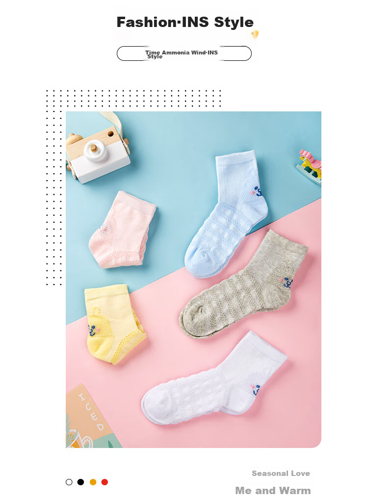 LangSha Children's Socks for Girls, Summer Thin Mesh Socks, Baby Mid-Calf Student Short Socks, 5 Pairs Pack, Colorful Children's Socks, Size L 3