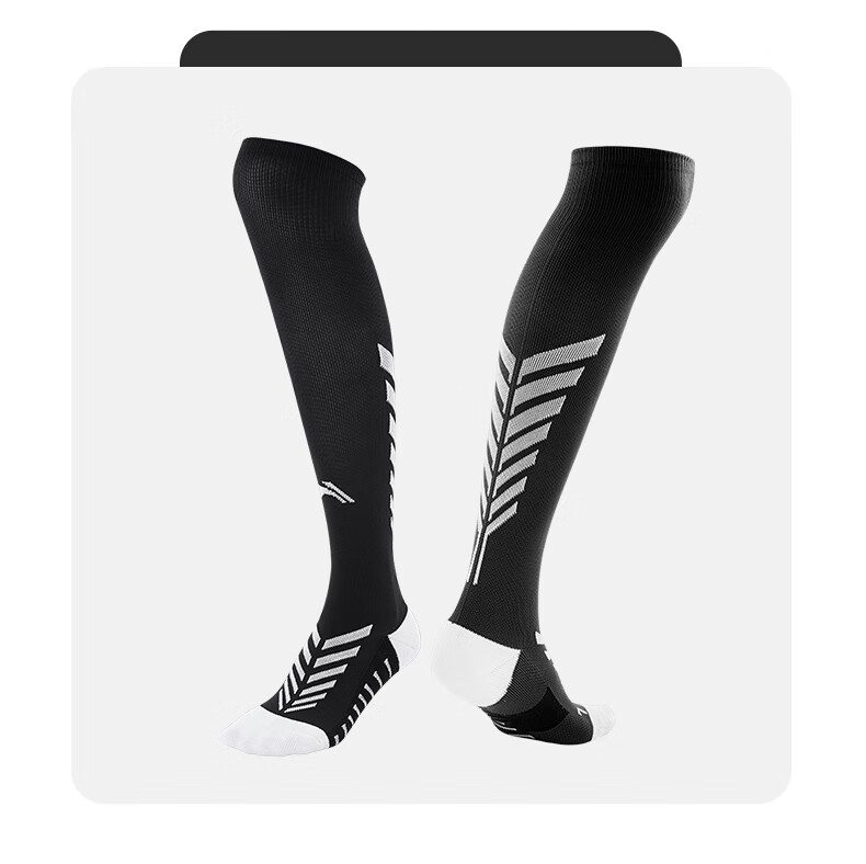 LI-NING Children's Mid-Calf Anti-Slip Soccer Socks Over-the-Knee Professional Men's Football Shin Guard Sports Long Socks Black - M 29