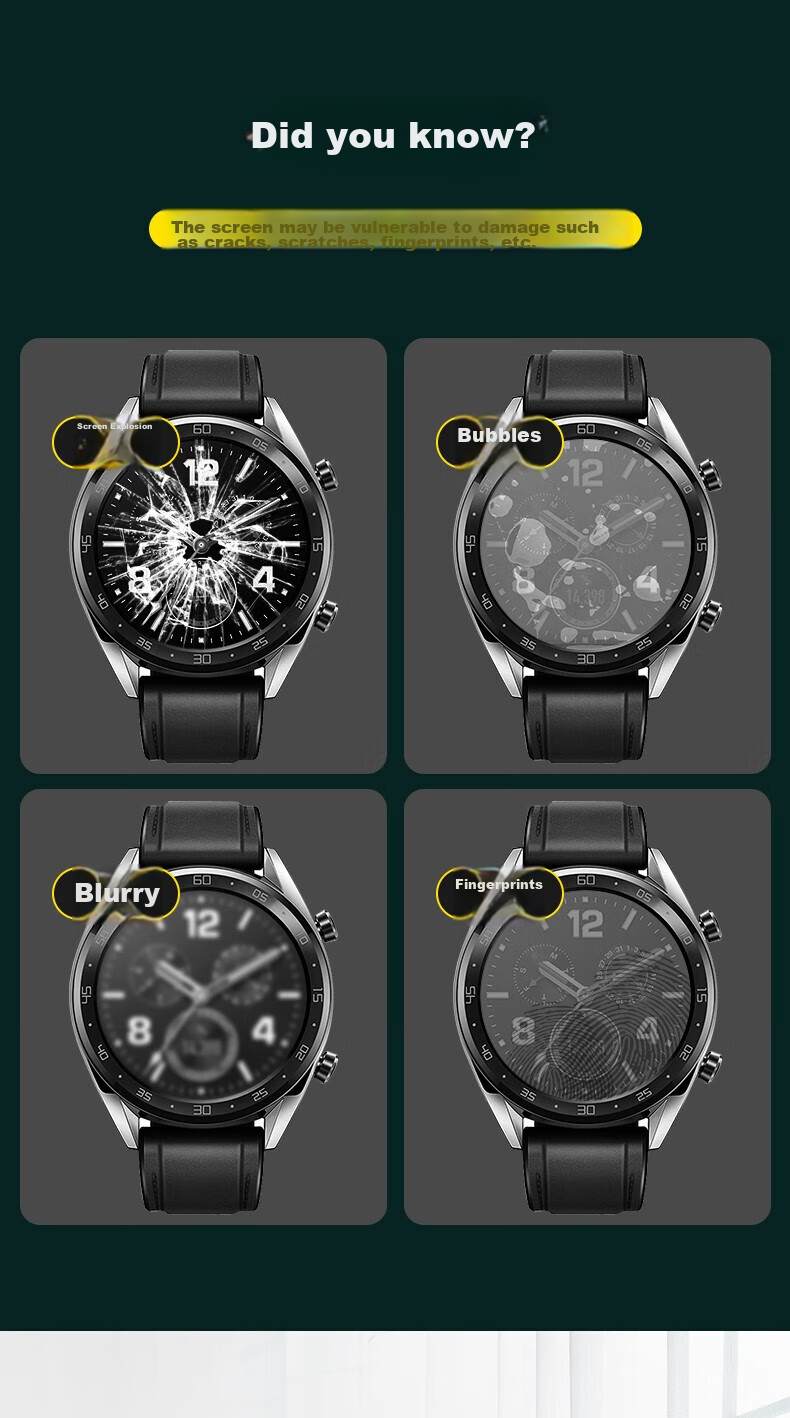 Shanmo Tempered Glass Screen Protector for Huawei WATCH GT5/4/4s/5/5 Pro, Protective Film for Smartwatch, Anti-Scratch, Shockproof, Wear-Resistant, Full Coverage, HD Glass Film, 46mm 5