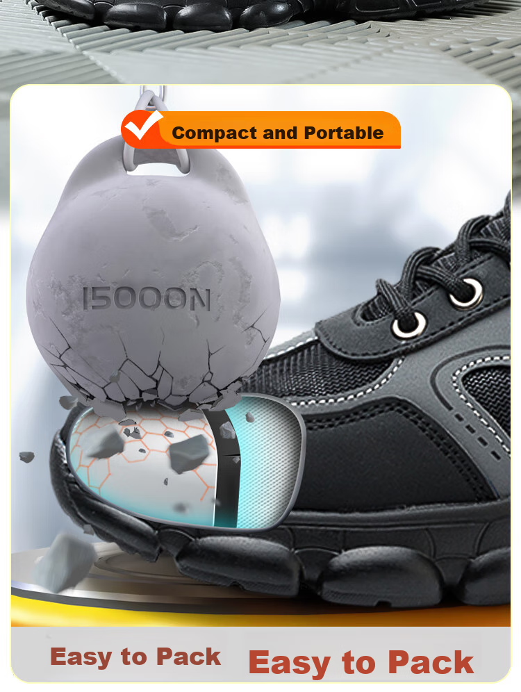 Dinggu Safety Shoes for Men with Steel Toe, Anti-Smashing, Anti-Puncture, Construction Site Work Boots with Steel Plate, Soft Sole, Wear-Resistant 1067 Heihui40 7