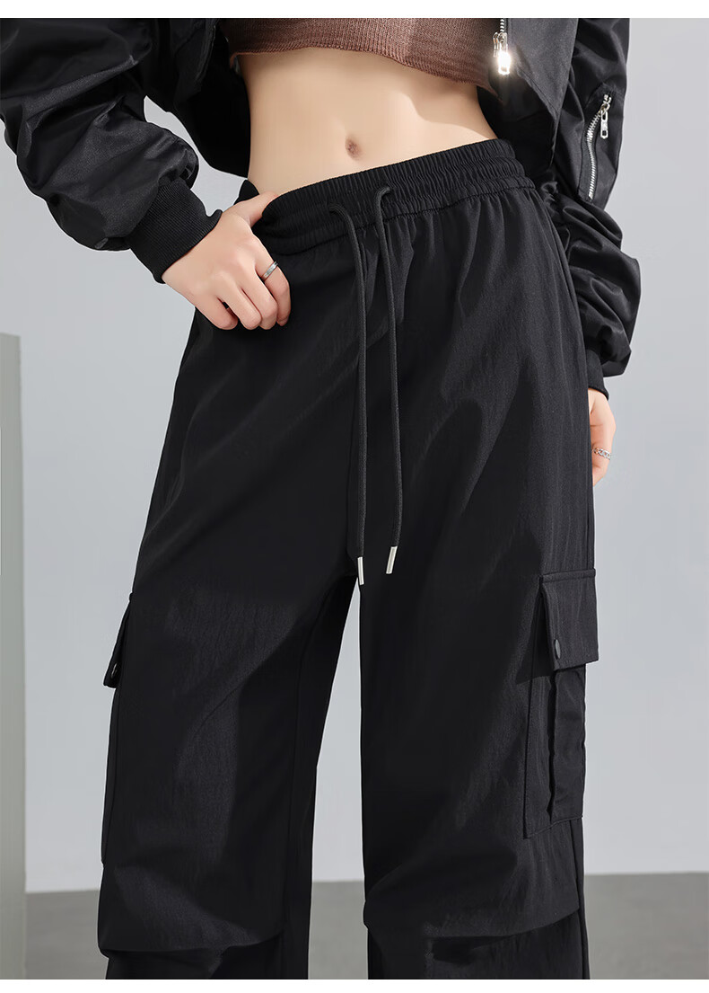 FitonTon American-Style Cargo Pants for Women, Autumn And Winter Style, Trendy Slimming Lazy Pants, Sports Casual Wide-Leg Pants, Two-Way Wear Hiking Pants XL 11