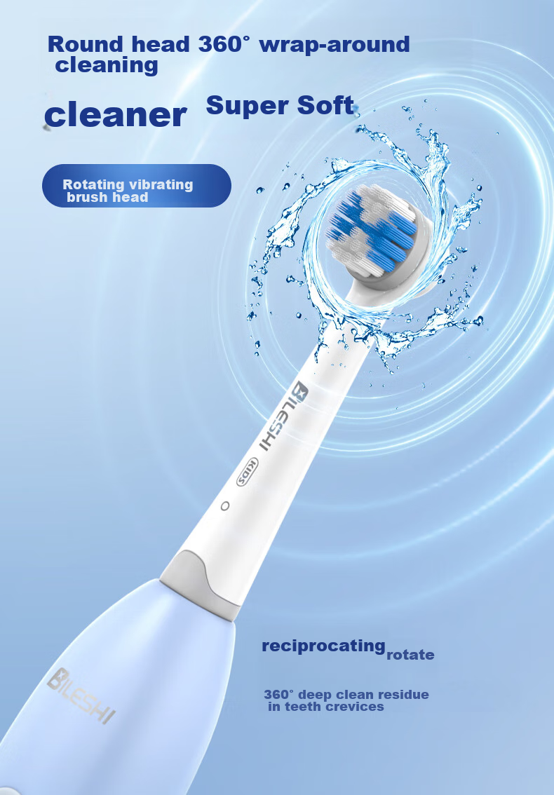 BILESHI Children's Toothbrush with Musical Rotating Rechargeable Electric Toothbrush for Boys And Girls Aged 2-3 Years Old, 6-12 Years Old, Gum Protection, Birthday Gift for Kids 2231 Gree 3