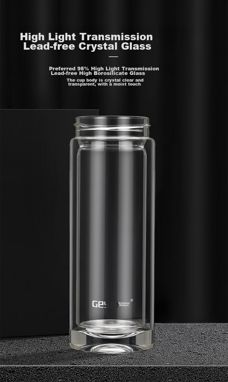 GEYA High-End Double-Layer Glass Cup for Men, Premium Business Glass Tea Cup, Water Cup, Tea Infuser Mug, Gift Customizatio 6