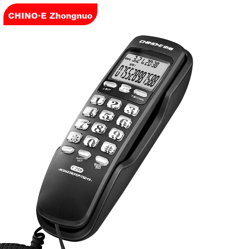 Стационарный телефон CHINO-E C259 Black с определителем номера, настольный/настенный, проводной, без батареи, офисный помощник