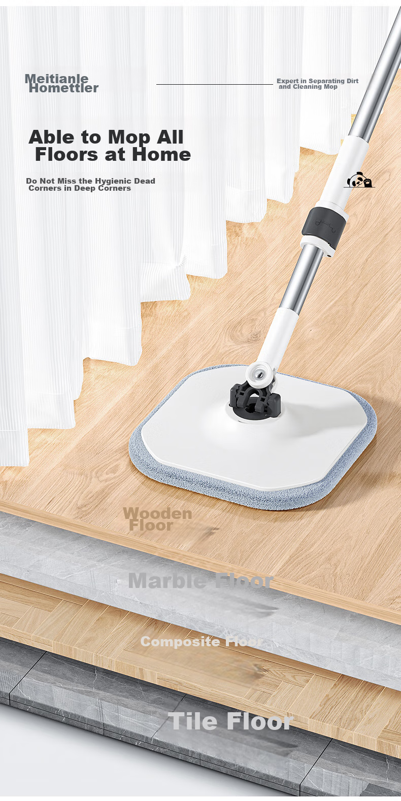 HoMettler Clean And Dirty Separation Rotary Mop, 3 Mop Pads for Home Use, Hands-Free Cleaning, No Washing Required, 2026 Lazy Person's Flat Mop with Bucket 13