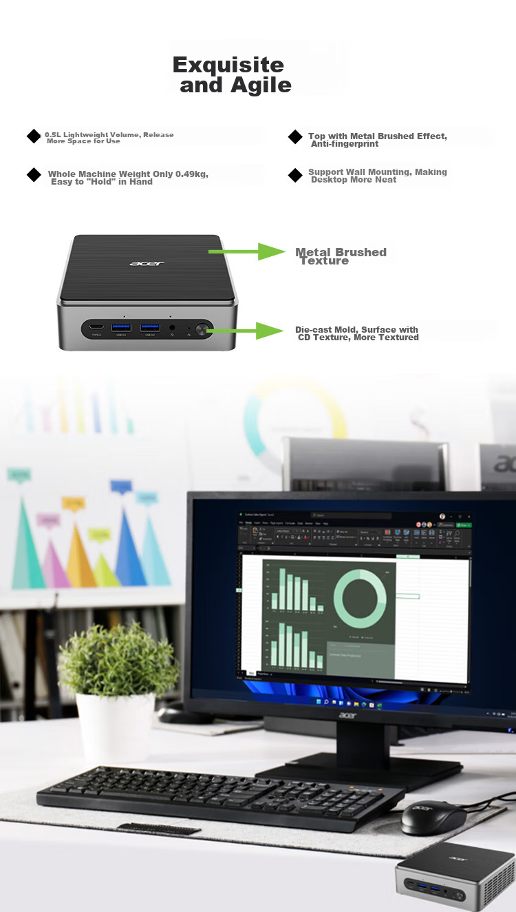 Acer Extraordinary GO Mini PC Desktop Computer Mini Office (Intel New Twin Lake N150, 8GB RAM, 256GB SSD) Custom Editio 4
