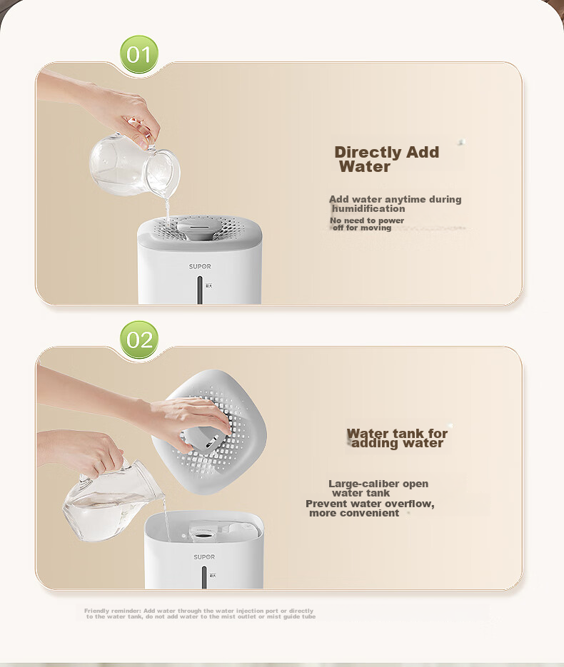 SUPOR Humidifier for Bedroom, Home Use, Infant, Office Desk, Dormitory, Evaporative Mist Maker, Small Air Purifier EHTW-22A for Relieving Dry Throat, Nasal Congestion, Rhinitis, And Allergies 12