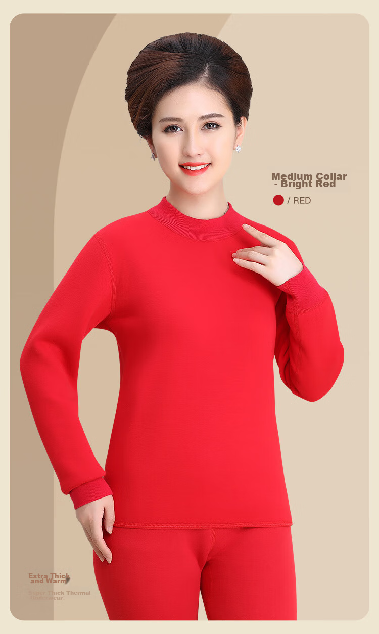 Hengyuanxiang [Best-Selling 50,000 Sets] Thermal Underwear for Women, Autumn And Winter, Youth And Elderly, Autumn Top And Pants Set, Purple 17
