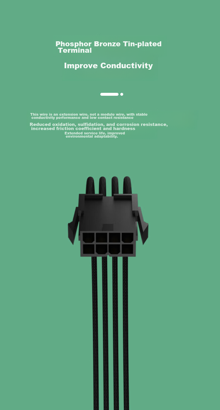 KELEPU Desktop Computer CPU Power Extension Cable, 8Pin to 4+4Pin Male And Female Extended Cord, Black, 300mm 4