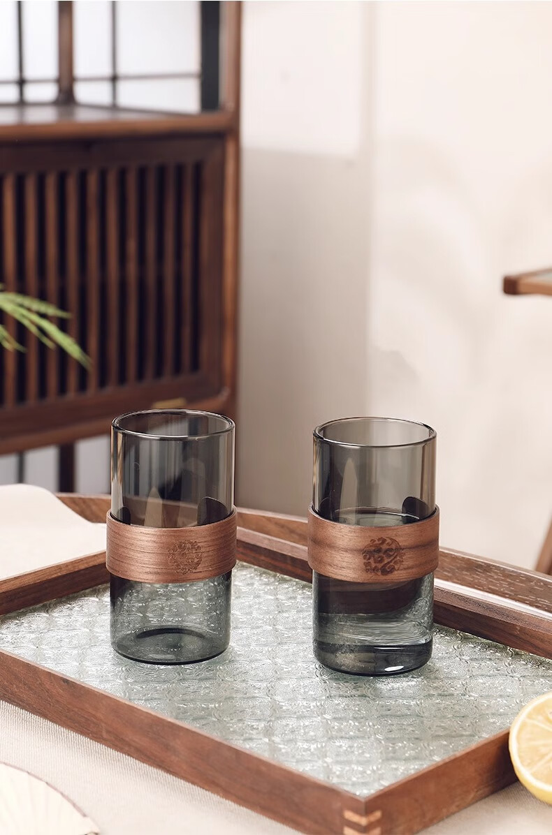 CRISTALGLASS Heat-Resistant High Borosilicate Glass Water Cup Set, Home Drinking Cups, Living Room Guest Tea Cups, New Chinese-Style Elegant Desig 15