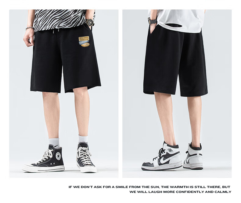 Baleno Men's Summer American Style Simple Trendy Loose Cotton Five-Point Shorts Breathable Large Size Casual Pants 13