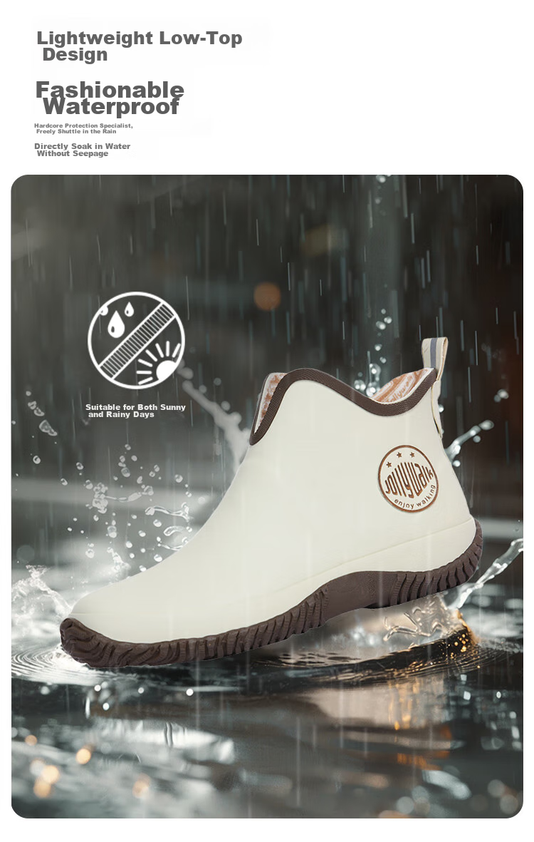 Jolly Walk New Women's Rain Boots, Low-Cut Fashion Waterproof Rain Shoes, Short Rubber Overshoes JW228-1 Orange 39 6