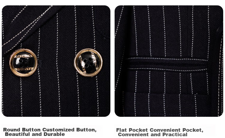 LUOBOBEIBEI Children's Suit, Boys' Striped Blazer Vest Set, Spring Formal Wear for Boys' New Year's Greetings, Navy Blue Five-Piece Set, Size 140 8