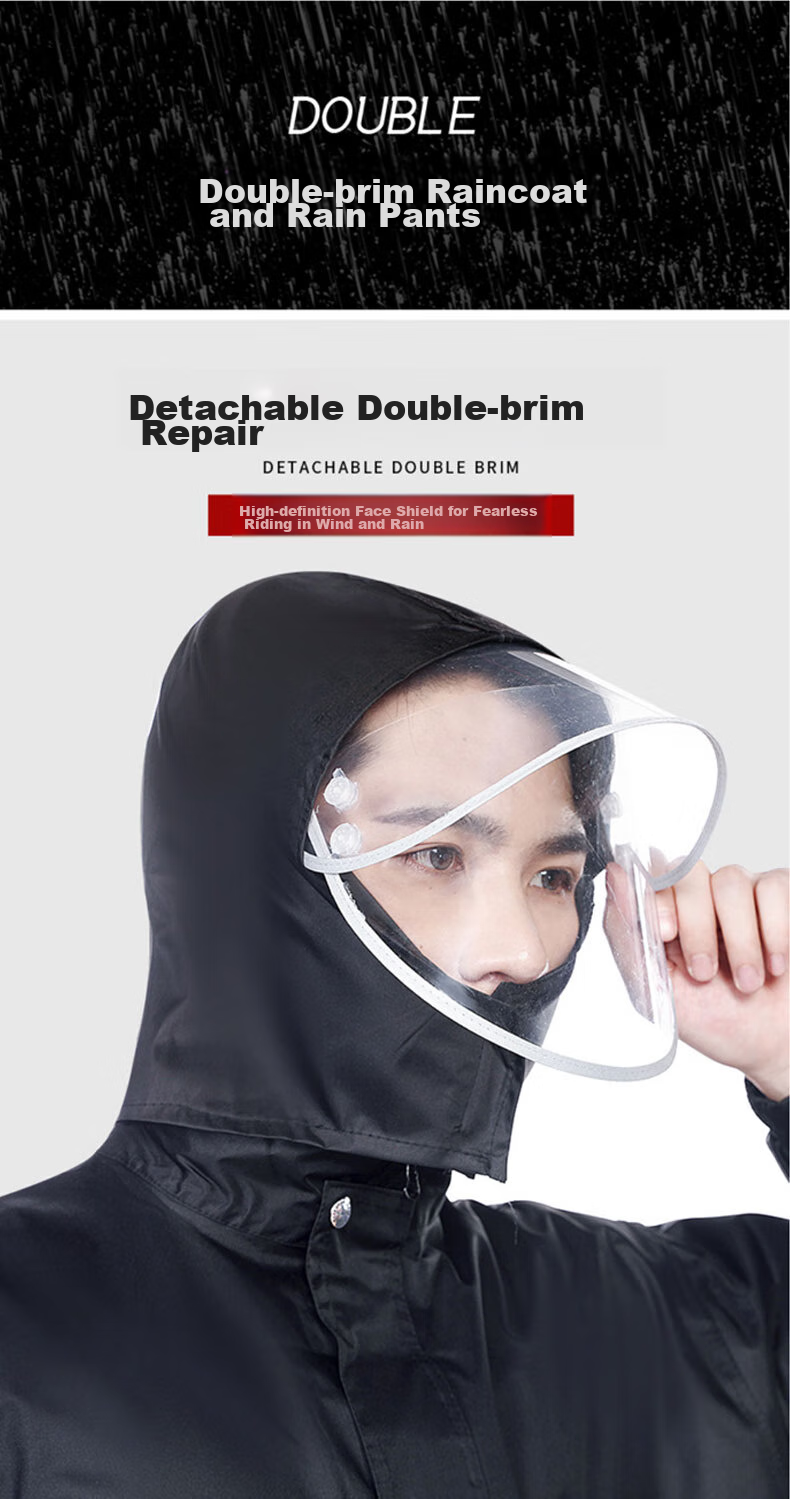 Dipuer Raincoat for Food Delivery Riders, Heavy Rain Protection, Electric Bike Adult Two-Piece Raincoat, Motorcycle Suit, Suitable for Both Men And Wome 5