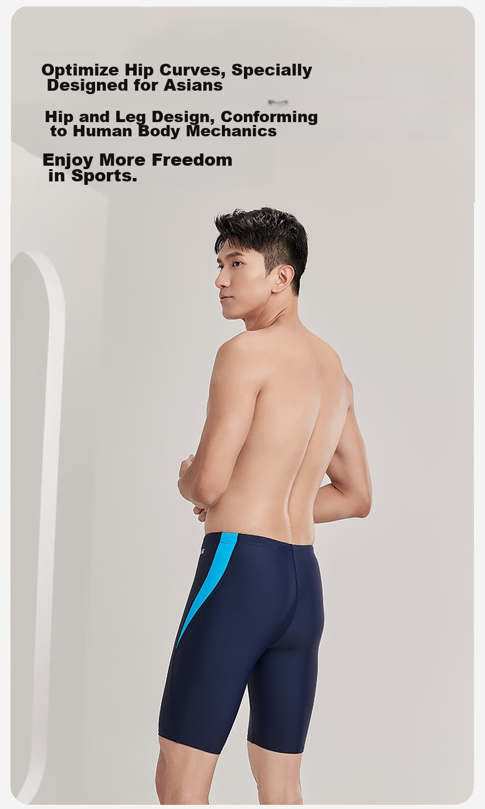 ZOKE ZOKE Men's Swim Shorts, Knee-Length Loose Fit, Athletic Training Quick-Dry Shorts for Men, 122602303, Deep Blue/lake Blue, XL 3